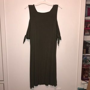 Olive Green Open Shoulder Dress.